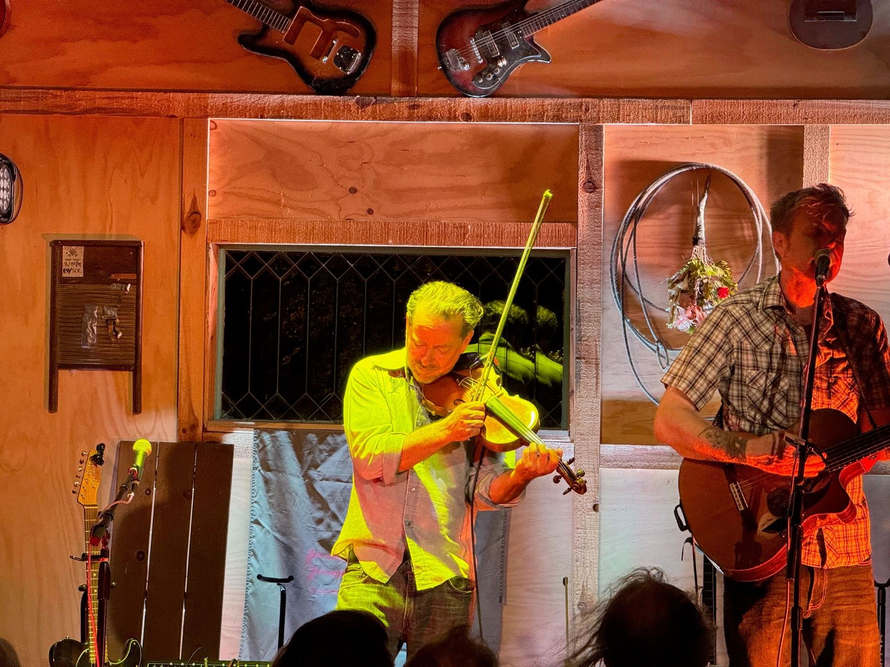 Fiddle and guitar on the barn stage